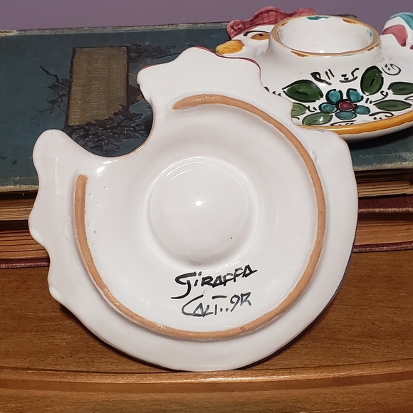 Chicken Egg Cup Saucers Vintage Giraffa Cali 1992 - Picture 4 of 10